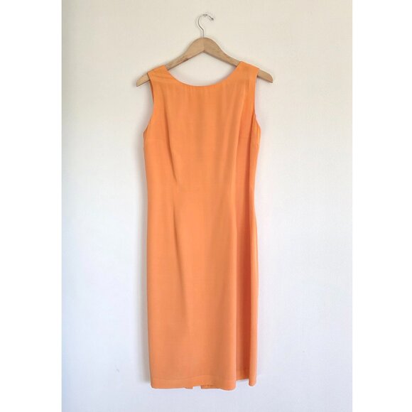 Maggy London Silk Orange Shift Dress with Open Keyhole Tie Back Sexy Y2K Dress - Picture 1 of 10